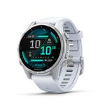 Garmin Fenix 8 – 43mm, AMOLED, Premium Multisport GPS Smartwatch, Long-Lasting Battery Life, Dive-Rated, Built-in LED Flashlight, Silver with Whitestone Band