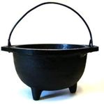 Cast Iron Cauldron w/Handle, Ideal for smudging, Incense Burning, Ritual Purpose, Decoration, Candle Holder, etc. (3" Diameter Handle to Handle, Inside Diameter 2") (6" x 6")