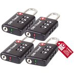 TSA Approved Luggage Locks Suitcase Locks with INDICATOR OPEN ALERT (4 Pack) OW-Travel 3 Digit Security Padlock Combination Padlocks Code Lock for Zipper Luggage Bag Case Backpack Gym Locker (Black)