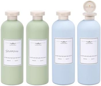 ASEVAT 13.5 oz/4 Pcs Green Plastic Empty Squeeze Bottles, Large Refillable Containers for Lotion, Cream Shampoo Leak Proof Travel Bottle