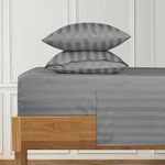 URBANHUT 1000 Thread Count Pure Cotton California King Striped Sheets Set (4 Pc) - Ultra Soft & Smooth, Thick & Crisp Sateen Weave Calking Striped Bedsheets with 16" Deep Pockets - Dark Grey