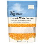 Sky Organics - Organic White Beeswax - DIY Home Essentials - Beauty, Skin Care, & Crafts - Candle Making Supplies - Make Lip Balm, Candles, Soap, Lotion, Cream, Body Butter - Mild Natural Scent, 16oz