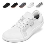 Unisex Wide Barefoot Shoes Mens Womens Zero Drop Minimalist Shoes Outdoor Trail Walking Shoes Athletic Trail Running Trainers Casual Sneakers Lightweight and Breathable White