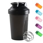 Shaker Bottle For Protein Powder Mixed Plastic Workout Water Bottle 400 ml with Mixball Non-Leak Cap Shaker Cups for Fitness Sports Gym Supplement Drinks Bottles (Black)