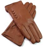 Ladies Premium Genuine Leather Gloves (Large, Tan)