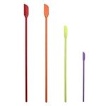 Brussel 4Pcs Mini Silicone Makeup Spatula Long Handle Small Rubber Spatula Jar Cake Cream Scrapers for Kitchen,Beauty, Jam and Nail Polish Multicolor