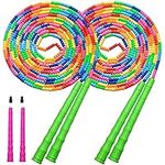 Kingcolor Double Dutch Jump Rope 16 FT 2 Pack Long Jump Rope, Plastic Segmented Beaded Diy Jump Rope, Suitable for Children and Adults, Long Enough for 5-6 Jumpers (Green)