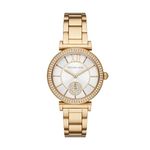 Michael Kors Stainless Steel Abbey Analog White Dial Women Watch-Mk4615, Gold Band