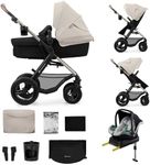 Kinderkraft MOOV 2 AIR 4 in 1 Set, Pram with Infant Car Seat with Isofix Base Mink PRO I-Size, Travel System, Baby Pushchair, Buggy, Foldable, from Birth to 22 kg, Inflatable Wheels, Gray