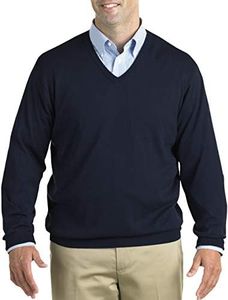 Harbor Bay by DXL Men's Big and Tall V-Neck Pullover Navy 3XL