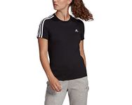 adidas Women's Striped Slim Fit T-Shirt (GL0784_Black/White