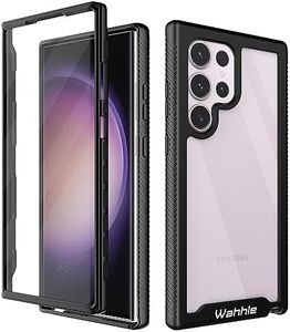 wahhle Compatible with Samsung Galaxy S23 Ultra Case, Built in Screen Protector Full Body Shockproof Slim Fit Bumper Protective Phone Cover for Galaxy S23 Ultra 5G 6.8'' Men Women-Black/Clear