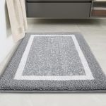 COLOR&GEOMETRY Absorbent Bath Mat 40 x 60 cm, Soft Bathroom Mat Non Slip, Machine Washable Bathroom Rug Bathmat Bath Mats for Bathroom Bathtub Shower (Grey)