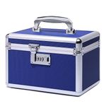 Locking Medication Box with Portable Storage Case, Childproof Medicine Lock Organizer, 10.2''x 6.8''x 6.8'', Lockable Empty First Aid Storage Cabinet, Lockbox for Drugs use (Blue/Small）