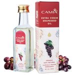 CAMIA Organic Extra Virgin Cold Pressed Grapeseed Oil| Rich in Free Fatty Acids, Vit A, Vit E & Antioxidants|Enhances Skin Health & Hydration|Reduces Hair Fall, Improves Hair Shine|100 Ml Glass Bottle