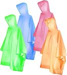 Ponchos for Adults, FishOaky Rain Ponchos for Women Men, Multi-colored Raincoat for Camping Hiking Traveling Backpacking, 4 Pack