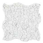 Diflart Pebble Tile for Shower Floor, White Marble Veins, 10 Sq.Ft, Sliced Pebble Backsplash for Kitchen Bathroom Wall and Floor Tile