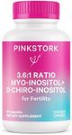 Pink Stork Myo-Inositol & D-Chiro Inositol: 3.6:1 Blend to Support Fertility, Hormone Balance for Women - Ovarian Function, Ovulation, Conception, and Period Support Supplement - 60 Capsules