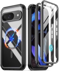 Poetic Guardian MagPro Case for Google Pixel 9/9 Pro 5G, [Compatible with MagSafe & Fingerprint ID], [2 Front Frame] Full-Body Shockproof Clear Cover with Built-in Screen Protector, Black/Clear