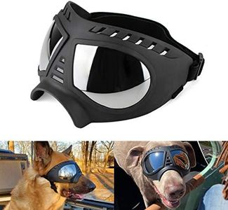 Namsan Dog Goggles Anti-UV Dog Sunglasses for Medium-Large Breed Dogs Windproof Anti-Dust Antifog Soft Pet Dog Glasses for Long Snout Dogs Eyes Protection, Black