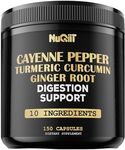 Cayenne Pepper Capsules Extract 10:1 with Turmeric Curcumin Root, Ginger Root, Berberine HCl & More - Support Immune System, Digestion, Joint Health & Heart Health - 150 Capsules