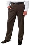 Kirkland Signature Men's 100% Wool Flat Front Dress Pants - Brown - 36W x 32L