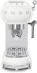 Smeg ECF02WHUK Retro 50s Style Espresso Coffee Machine with Frother