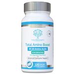 Total Amino Boost - Full Spectrum - All 20 Amino Acids Including All BCAAs -120 Vegan Capsules with Free Form pre-digested Amino Acids with Advanced Coenzyme Support. No Additives - UK Made