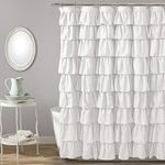 Lush Décor 19211 Ruffle Shower Curtain, 72 inch x 72 inch, White