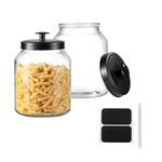 Hyperspace Glass Cookie Jar Food Container with Airtight Black Metal Lid, Large, 2PCS