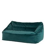 icon Cecilia Bean Bag Sofa, Teal Green, Giant Velvet Bean Bag Chair, Loveseat, 2 Seater Sofa, Living Room Furniture