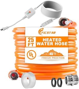 Ficstar 25FT Heated Water Hose for RV, Heated Drinking Water Hose Antifreeze to -45°F, Water Heater Thermostat with Self-regulating Function, 5/8" I.D. with 3/4" GHT Adapter, Lead and BPA Free,No Odor