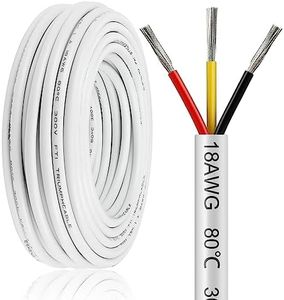 50FT 18 Gauge Wire 3 Conductor, 18AWG Electrical Wire, 18/3 Oxygen Free Stranded Tinned Copper Wire, Insulated Low Voltage Cable for LED Lamps Lights Automotive