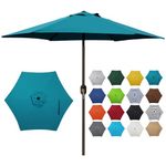 Blissun 7.5 ft Patio Umbrella, Yard Umbrella Push Button Tilt Crank (Cerulean)