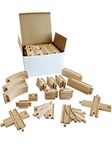 Tiny Conductors 52 Piece Wooden Train Track Set - Wood, Compatible with Thomas and All Other Major Brands Wooden Toy Railroad Sets (52-Piece)