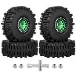 HobbyPark Soft Rubber 1/10 RC Crawler 1.9 Mud Slingers Tires 4.7inch 120mm and 1.9 Beadlocks Wheels Set for Scale RC4WD Axial SCX10 TRX4 Redcat Gen 8 Good Grip w/Foams (Green & Black Rims)