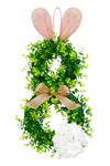 ALLYORS 24inch Spring Door Wreath, Spring Wreaths for Front Door Decoration, Handmade Green Leaves Wreath for Spring Summer, Bunny Wreath for Wall Window Decor