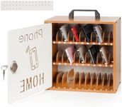 Echaprey Cell Phone Holder Classroom Adjustable 33 Slots Pocket Chart Wooden Cell Phone Storage Cabinet with Handle and Lock Desktop Cell Phone Holder for Classroom Office (Cherry)