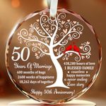 Bozspacer Golden Couple Glass Ornament - 50th Wedding Gifts for Parents Couple Wife Husband- 50th Anniversary Unique Gift Ideas - Glass 50th wedding anniversary Ornament (50th wedding anniversary)