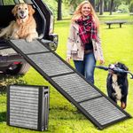 Sandpoy 63"& 20" Dog Ramp for Car, SUV & Truck, Aluminum Folding Extra Wide Dog Ramps for Large Dogs, Outdoor Portable Pet Ramp with Non-Slip Rug Surface, Dog Car Ramp Supports Up to 200 Lbs