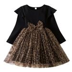 TTYAOVO Girl Long Sleeve Dress Fall Winter Princess Causal Dresses Size 6Y(5-6 Years) 2112 Leopard