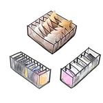 3Pack Underwear Drawer Organizer Set Foldable Sock Bra Underpants Organizer Drawer Divider, Washable Closet Cabinet Storage Boxes for , Socks, Ties and Underwear Bras