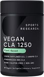 Sports Research Vegan CLA - 1250mg with Active Conjugated Linoleic Acid for Men & Women | Non-GMO, Soy & Gluten Free - 80% (90 Softgels)