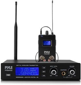 Pyle Wireless in-Ear Monitor System - Pro Metal IEM with Bodypack Receiver, 220 Frequencies, Stereo L&R Inputs, Mono Output, 164 ft Range, Passive Noise Cancelling for Stage, Studio, Live Performance