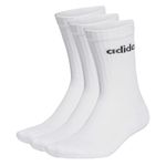 adidas Unisex Linear Crew Cushioned 3 Pairs Crew Socks, White/Black, XL