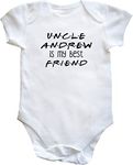 Hippowarehouse Personalised Uncle Name is My Best Friend Baby Vest Bodysuit (Short Sleeve) Boys Girls White