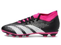 adidas Unisex Accuracy.4 Flexible Ground Soccer Shoe, Black/White/Team Shock Pink (Laceless), 12 Women/11 Men