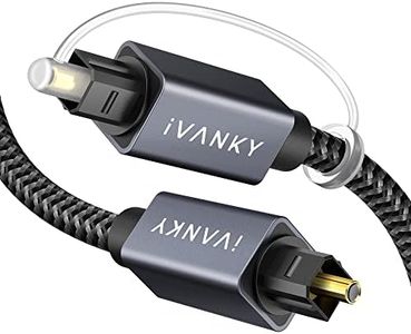 IVANKY Optical Audio Cable 10ft/3M Slim Braided Fiber Audio Cable Optical Cable for Soundbar Digital Optic Cord Toslink Cable, Aluminum Shell, Gold-Plated for TV, PS4, Xbox, Samsung, Vizio-CL3 Rated