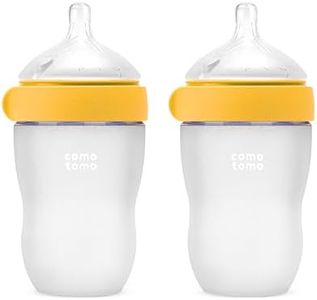 Comotomo Silicone Baby Bottle Gen 2 – 2026 Release (8oz) – Soft, Wide-Neck Bottle for Comfortable Feeding with Dual Anti Colic Vents (Includes Medium Flow Nipples), Yellow (Double Pack)