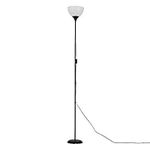 MiniSun Modern Gloss Black Uplighter Floor Lamp with a White Shade